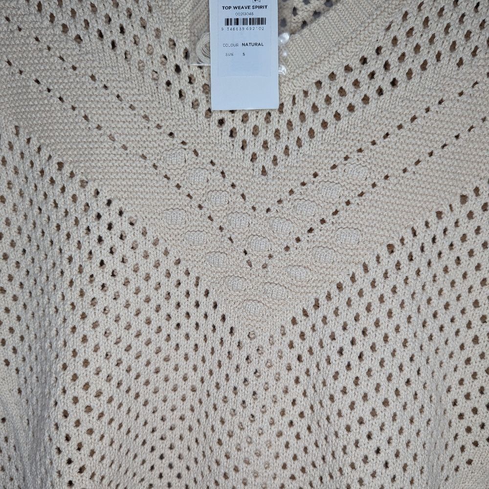 NWT Starling Reine Top Weave Beige mesh sweater vest plus Size woman's small 16 - Picture 5 of 7